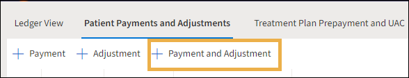 Payment and Adjustment button with yellow highlight box around it.